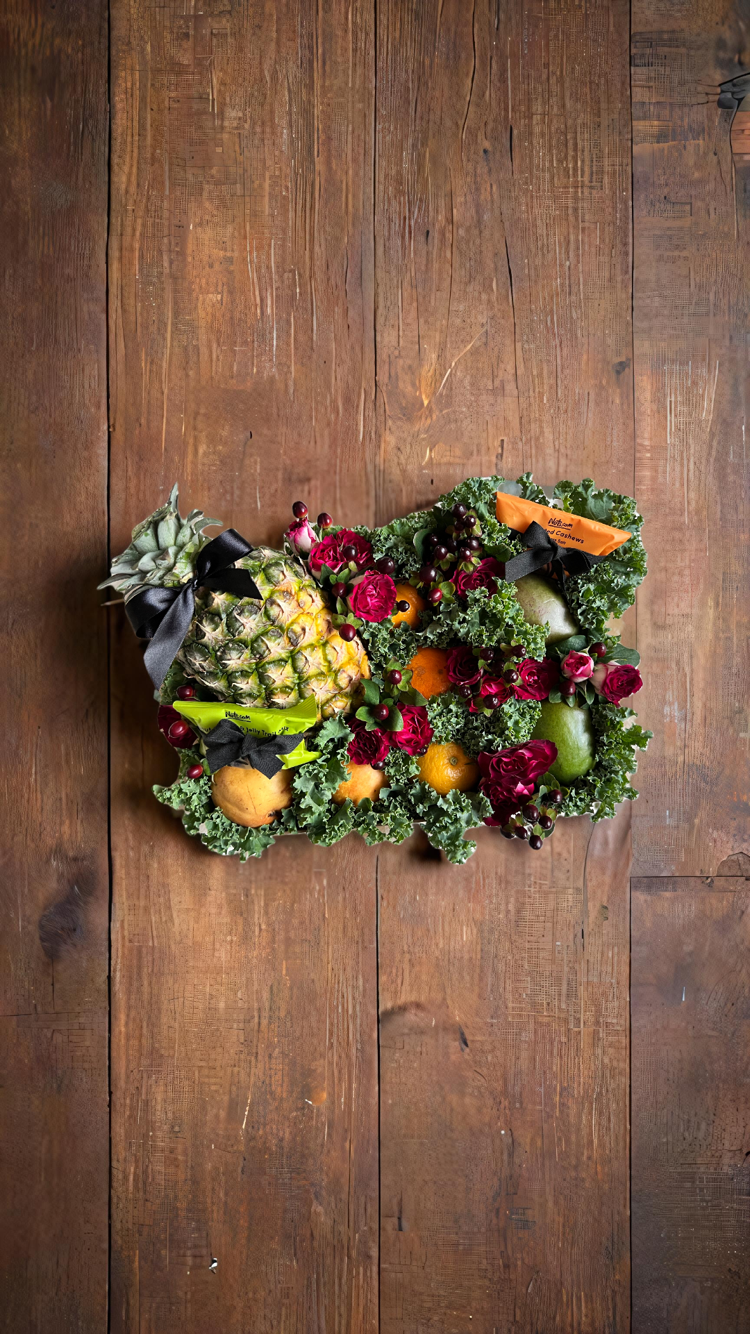 "Mother's Love" Fruit & Floral Gift Box – Pineapple, Roses, Pears & Tropical Fruit