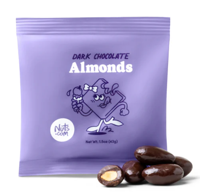 Dark Chocolate Covered Almonds – 1.5oz Single Serve Bag